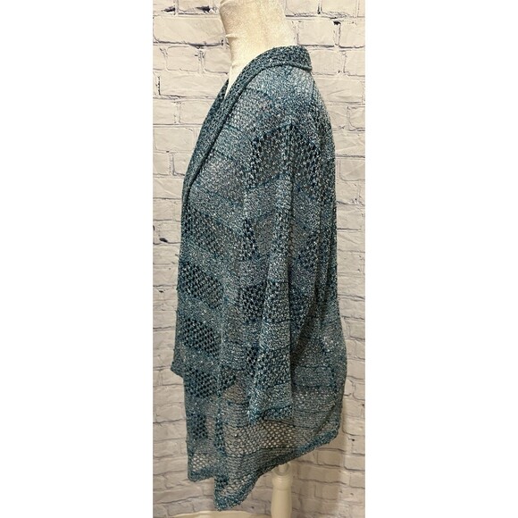 Drapers & Damon’s blue open-front Open Knit long sleeve tunic cardigan Size XL - Picture 3 of 6